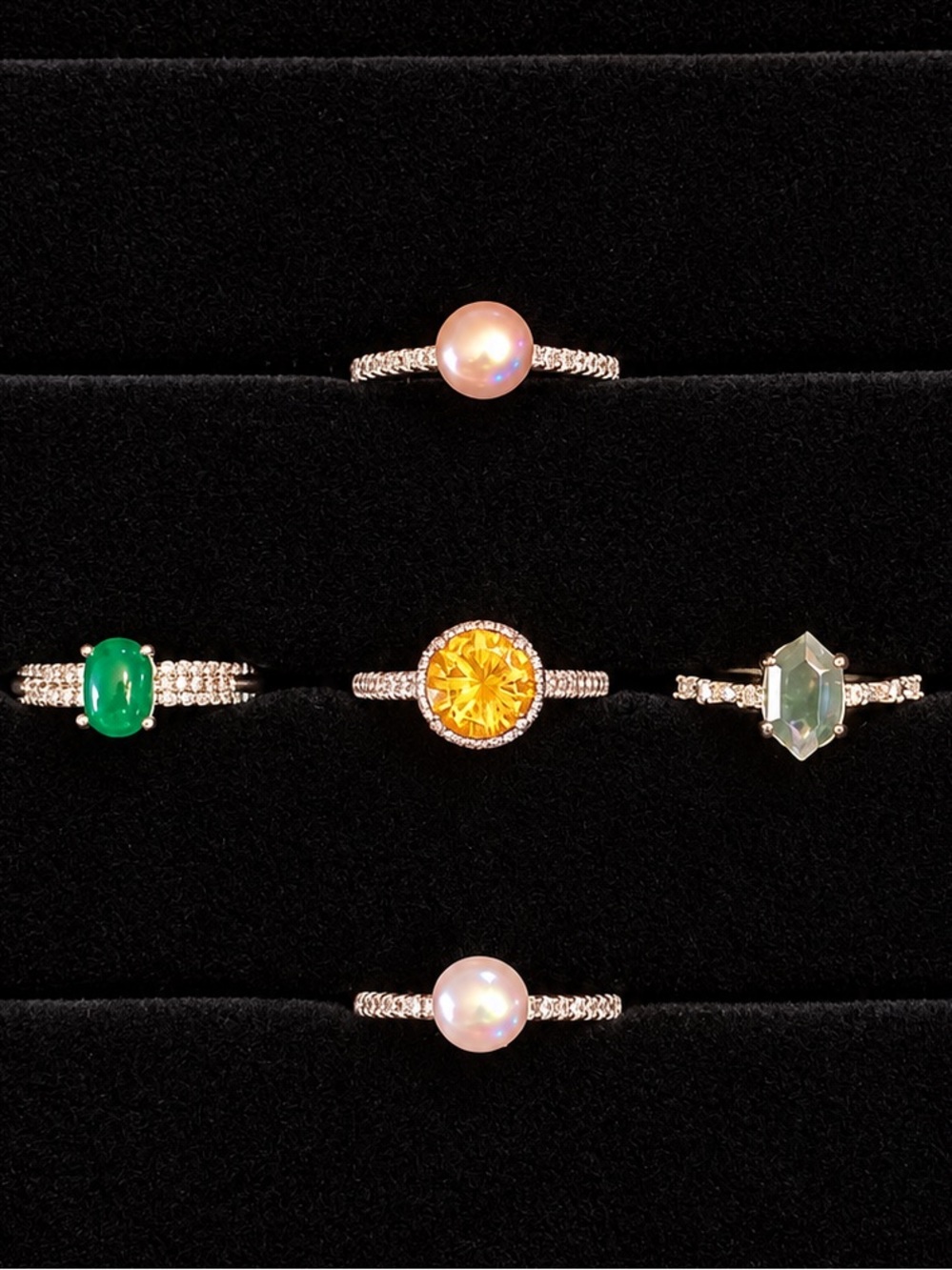 Pick 1 Gemstone Ring with Pavé Band - Women's Classic Fashion Jewelry